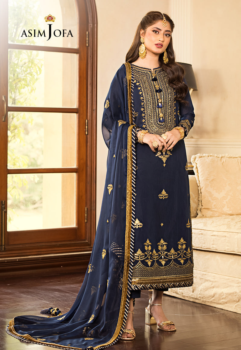 AJJM-05 DESIGNERS STITCHED EMBROIDERED PAPER COTTON 3 PCS