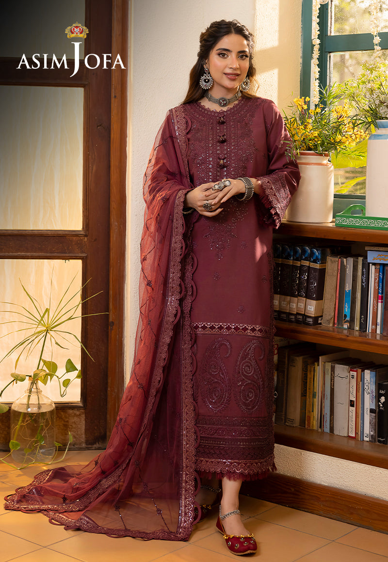 AJSWD-10 EMBROIDERED LAWN SILK 3 PCS