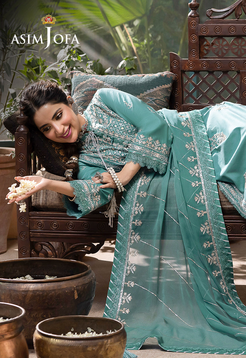 AJSWD-28 EMBROIDERED LAWN SILK 3 PCS