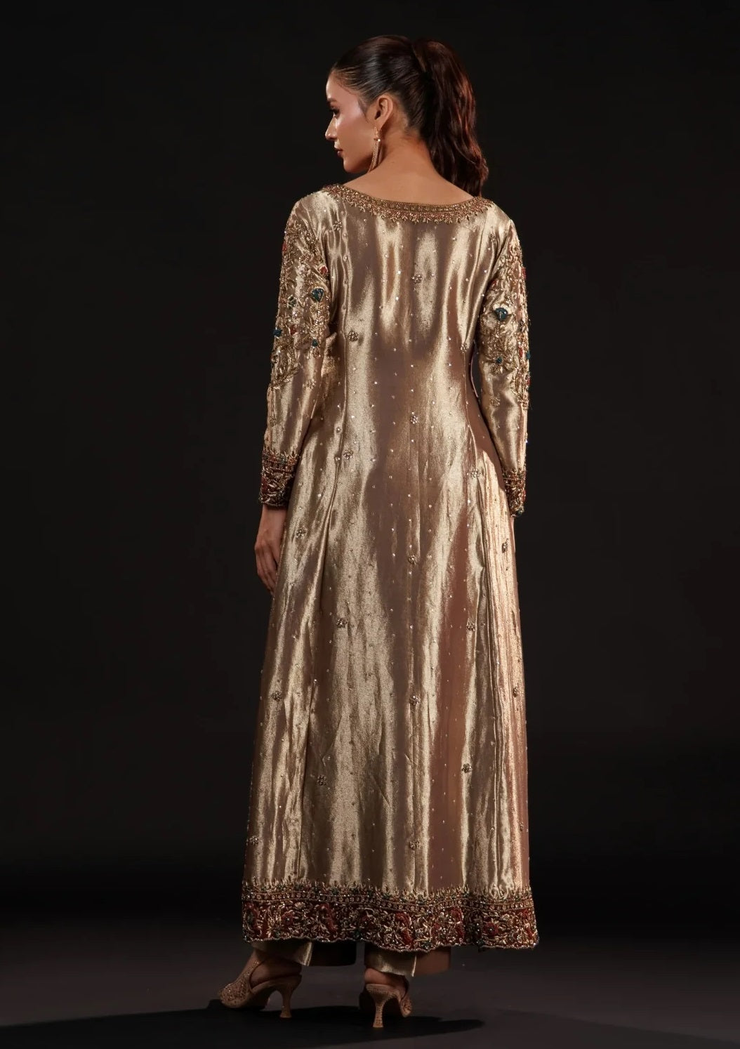 Usama Silk Gilded Mosaic Luxury Silk Embroidered 3Pc Unstitched Suit PA-179
