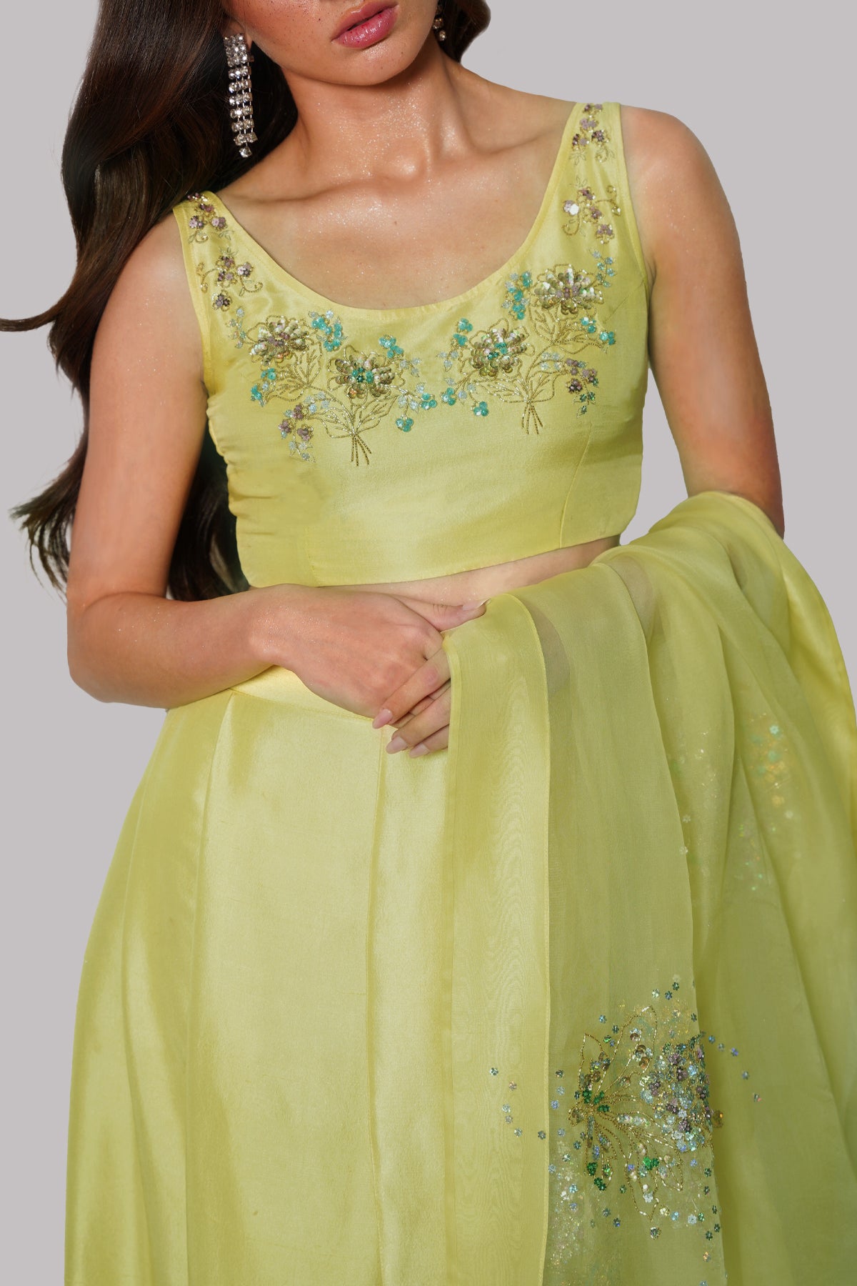 Illuminating Yellow Embellished Skirt Set