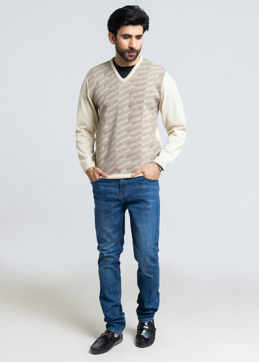 Swan-V-Neck Full Sleeves Sweater (524-14)