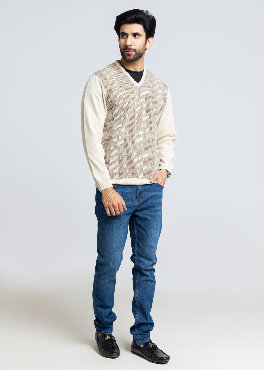 Swan-V-Neck Full Sleeves Sweater (524-14)