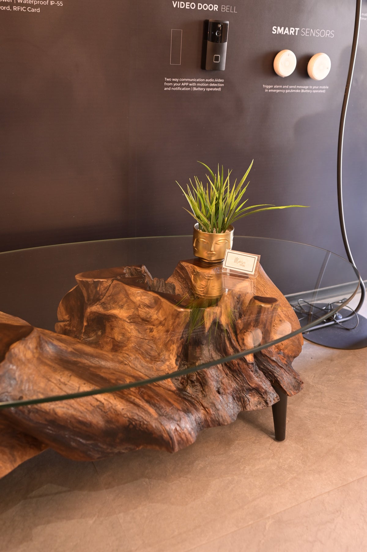 Centre table with oval glass top