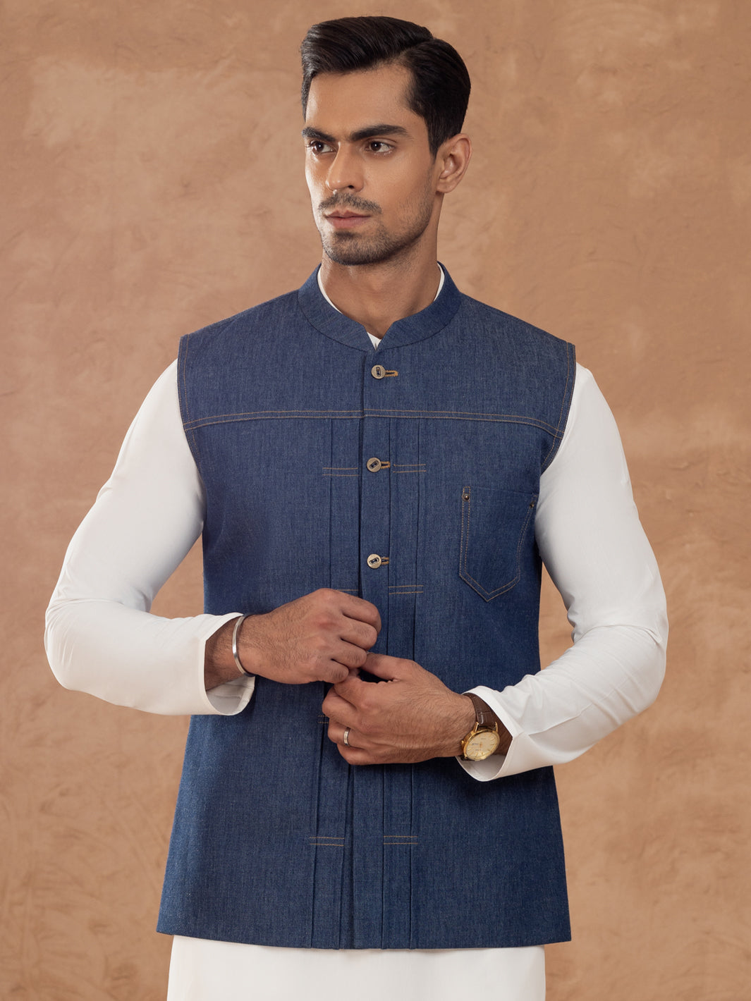 Blue Cotton Waistcoat - AL-WC-541