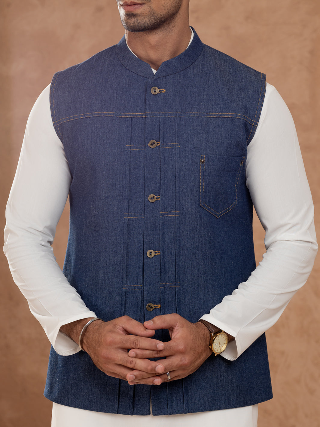 Blue Cotton Waistcoat - AL-WC-541