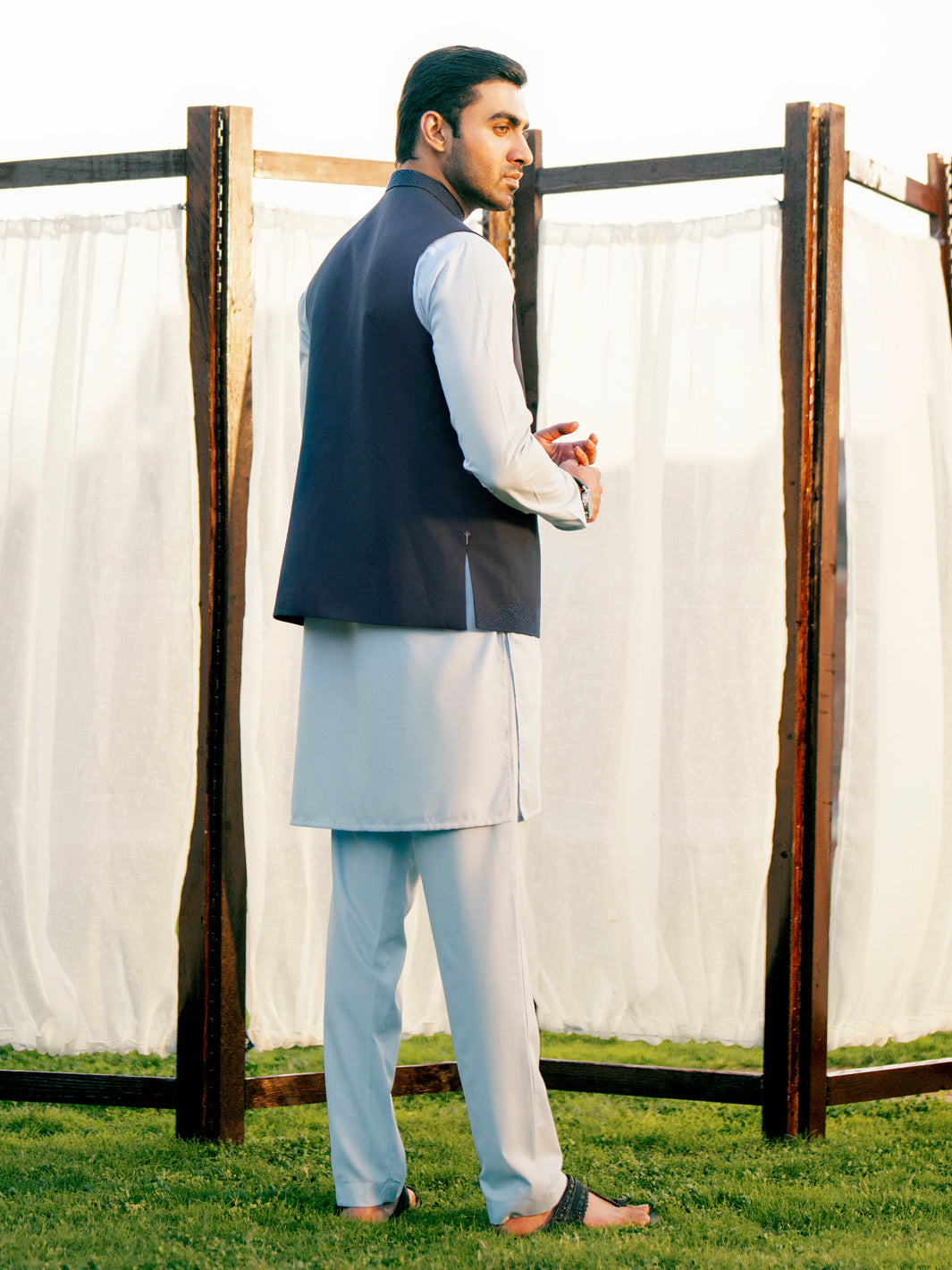 Navy Blue Blended Waistcoat - AL-WC-544A