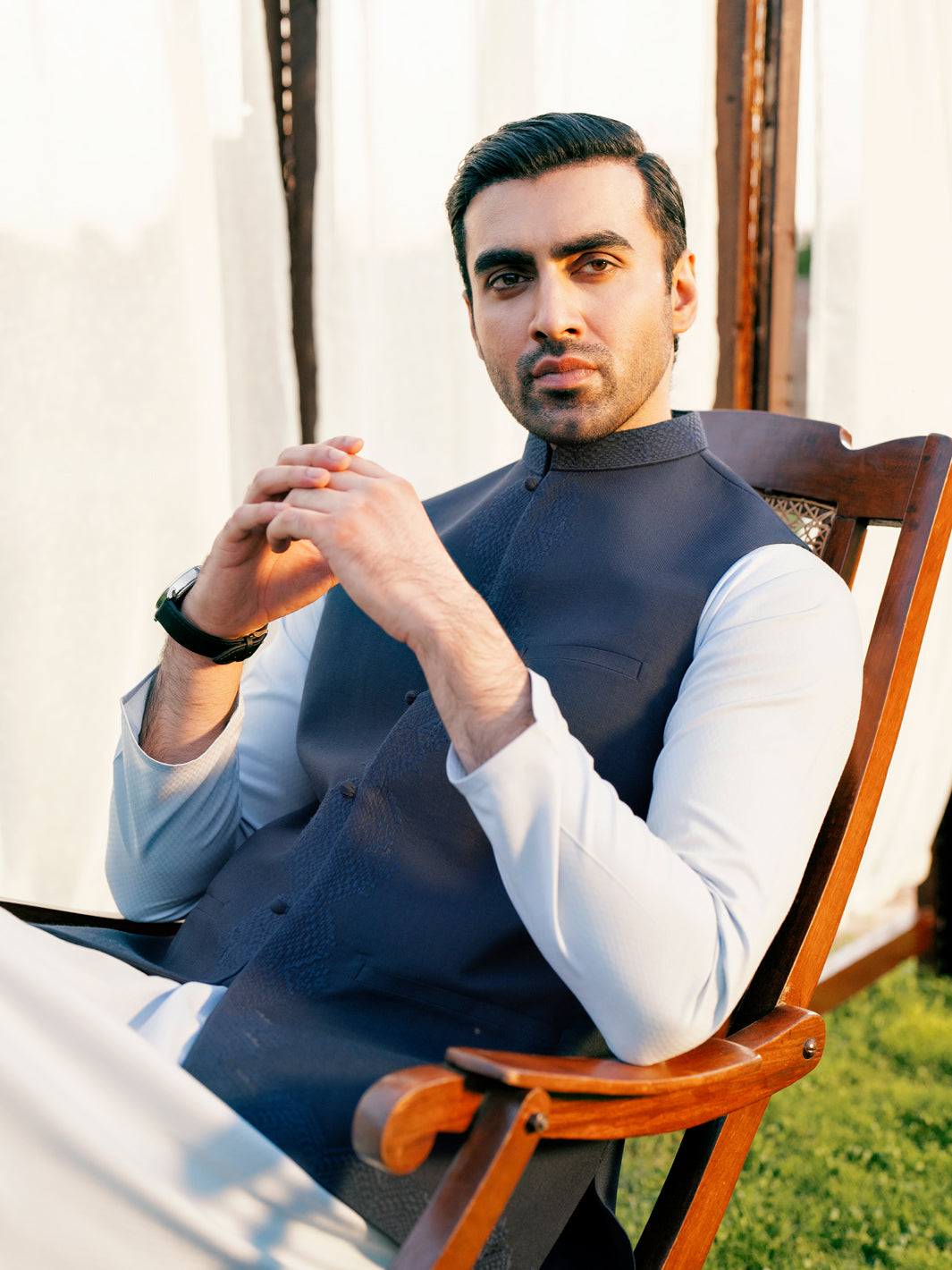 Navy Blue Blended Waistcoat - AL-WC-544A