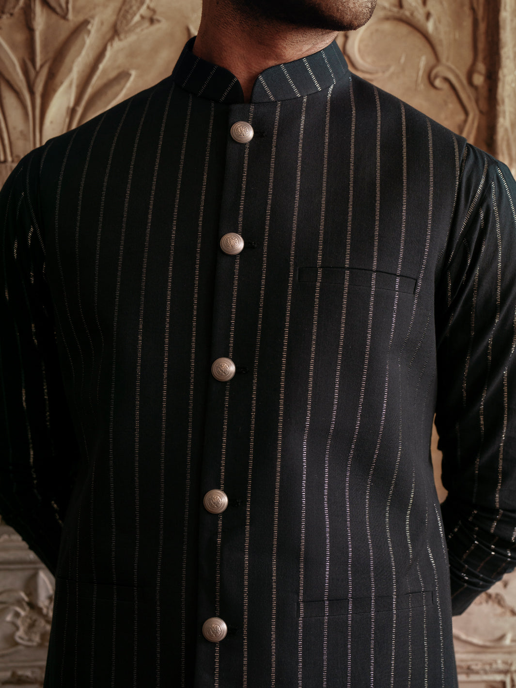 Black Cotton Waistcoat - AL-WC-546B