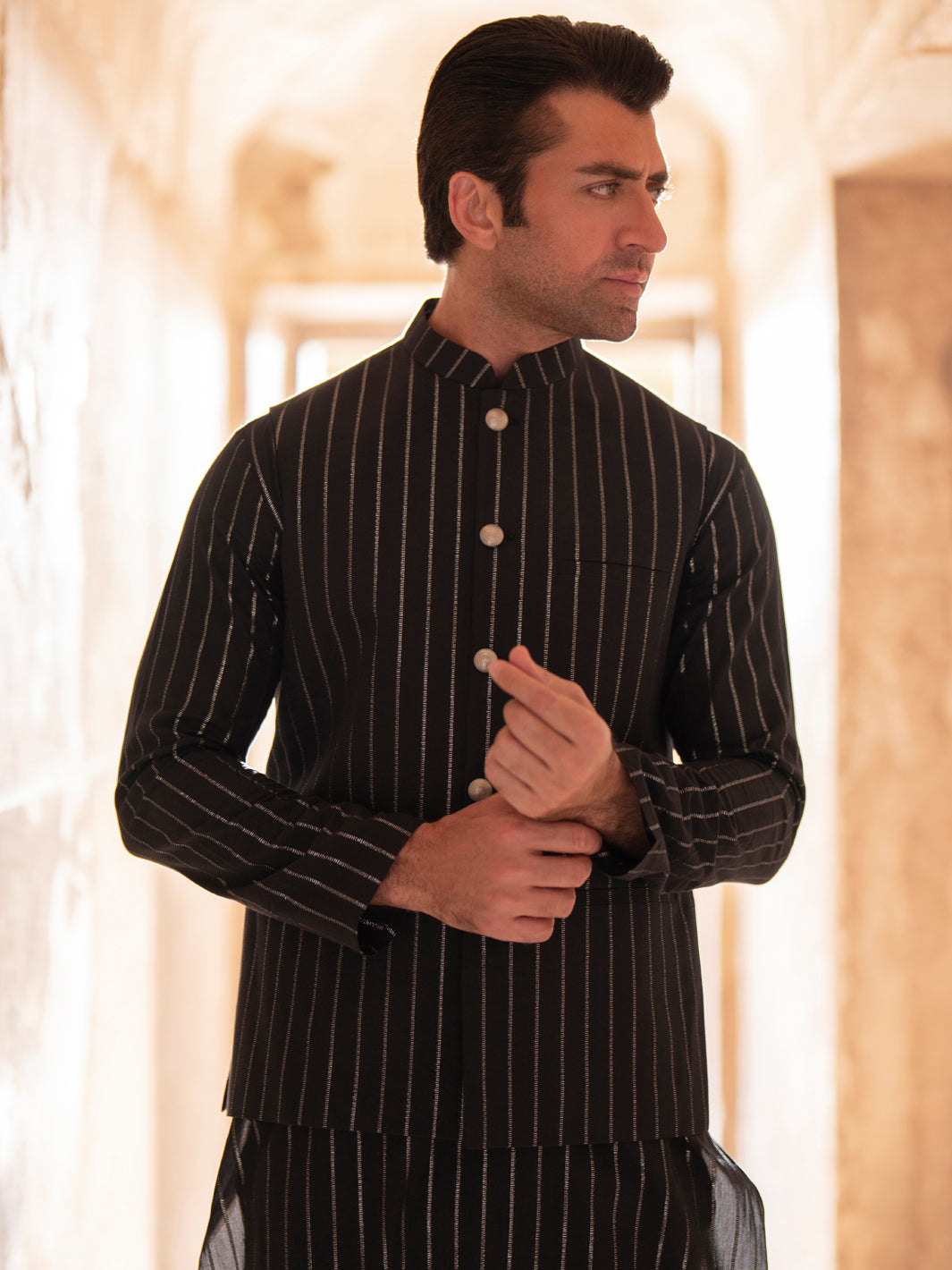 Black Cotton Waistcoat - AL-WC-546B