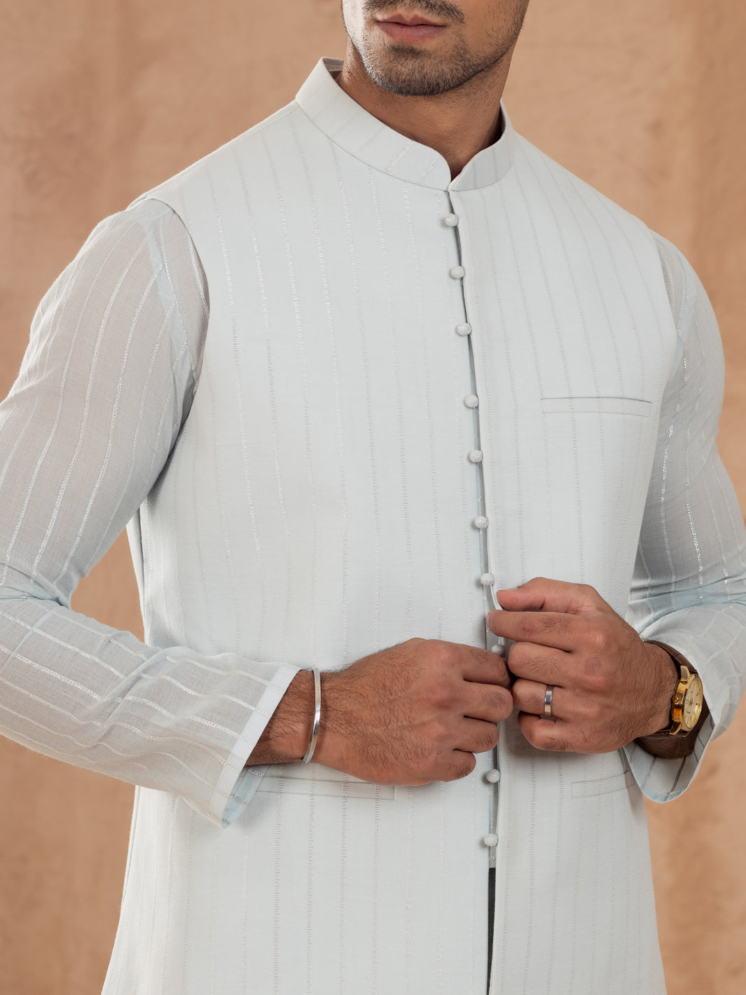 Sky Blue Cotton Waistcoat - AL-WC-547A