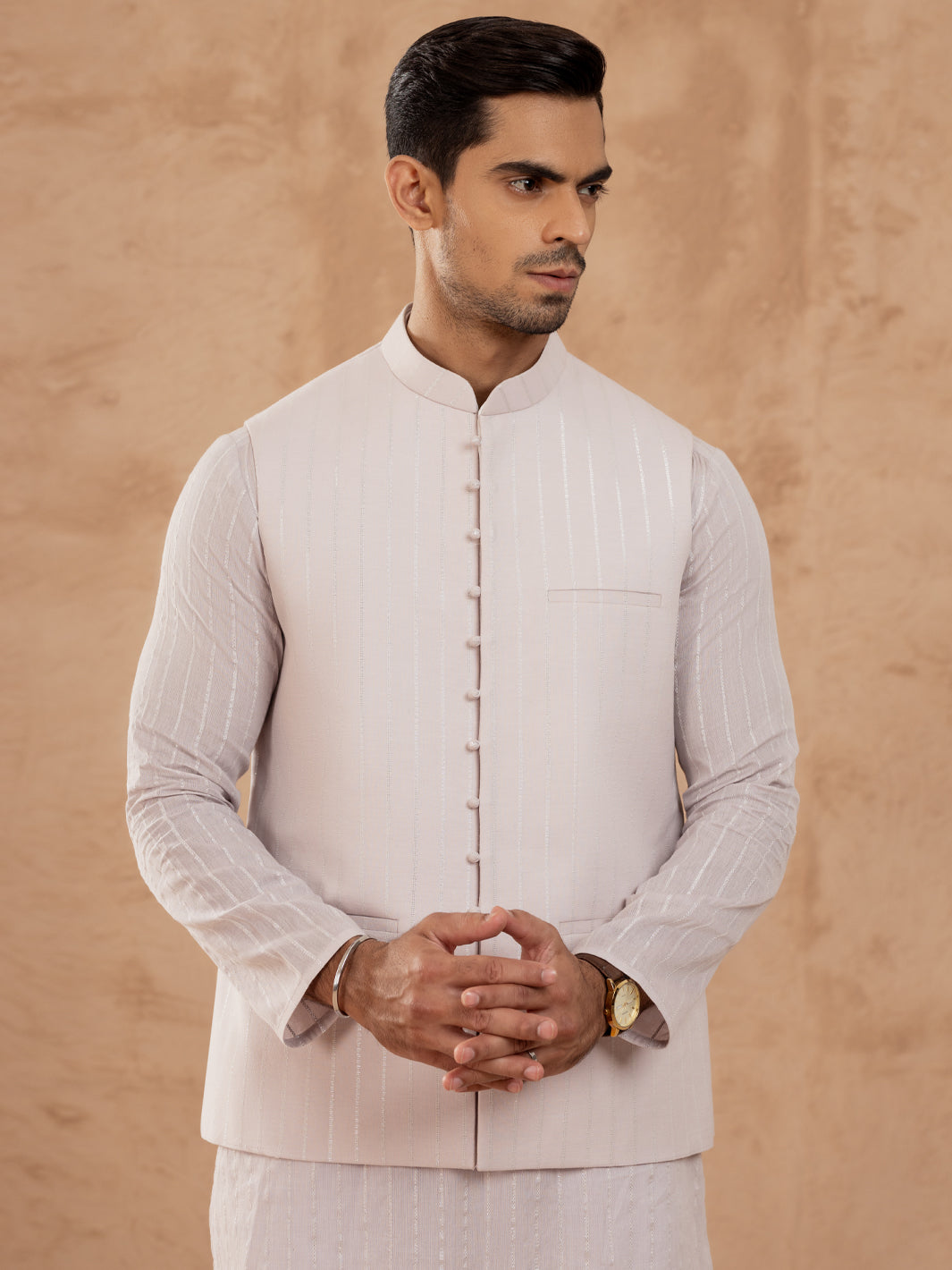 Light Pink Cotton Waistcoat - AL-WC-547B