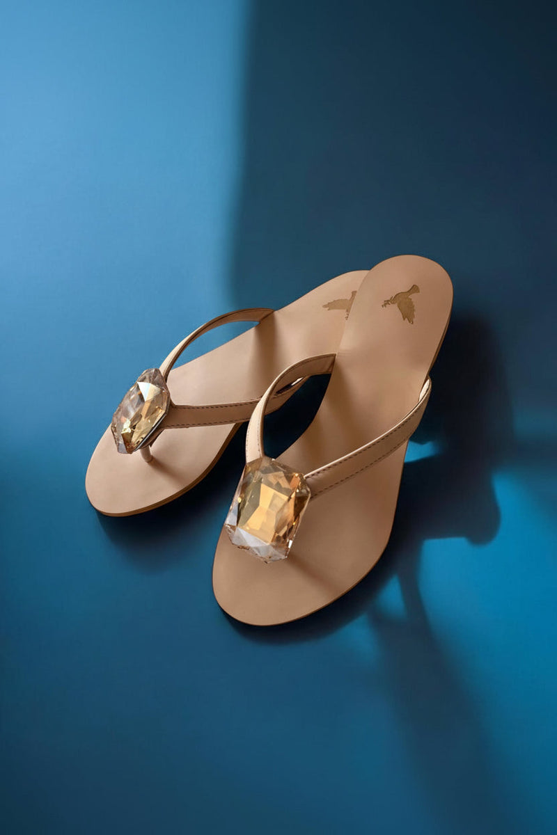 AYNA GOLD SLIP-ON SANDALS (ZBN-25004)