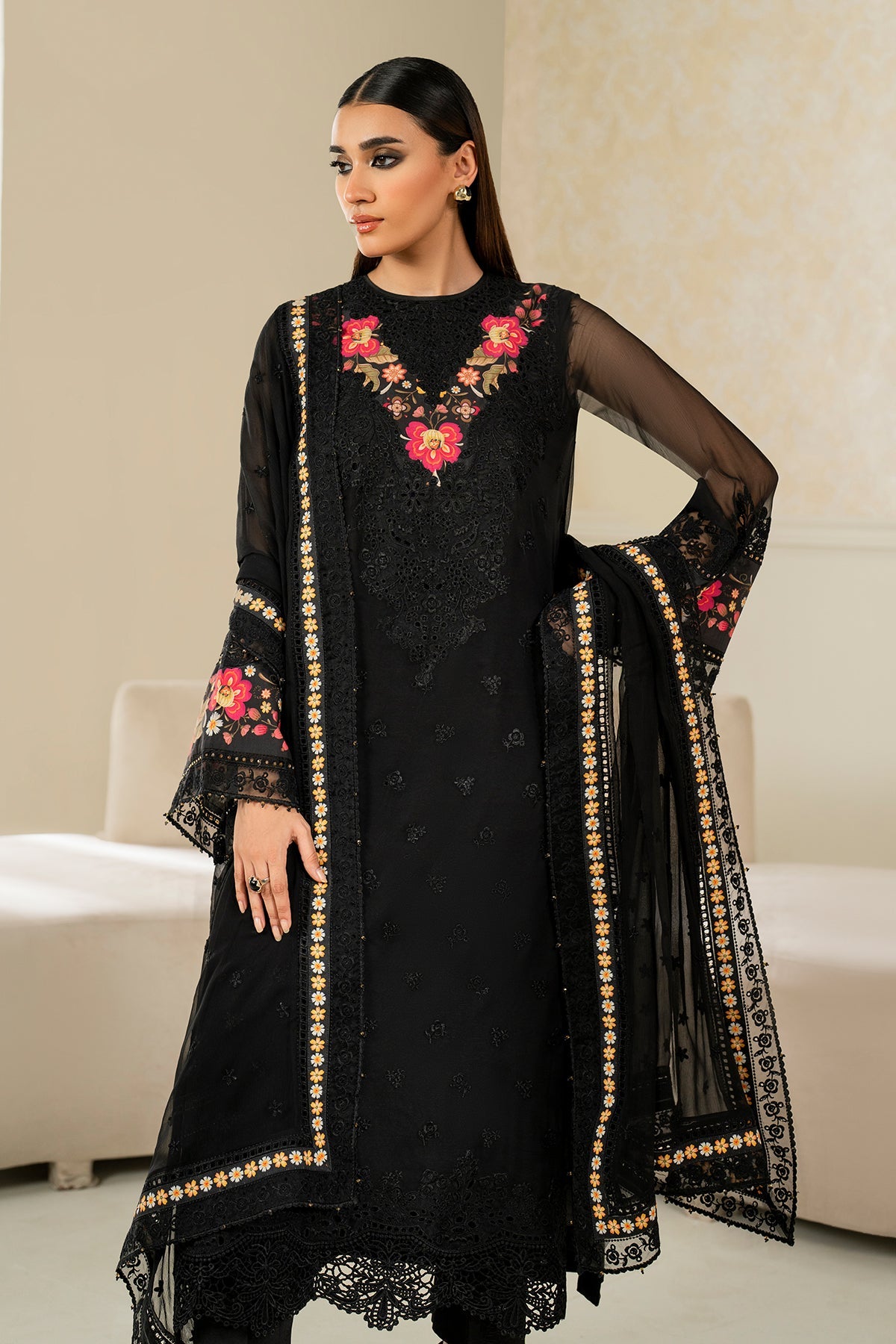 EMBROIDERED CHIFFON PR-1144