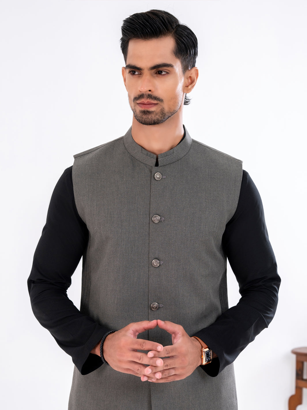 Olive Green Blended Waistcoat - AL-WC-593