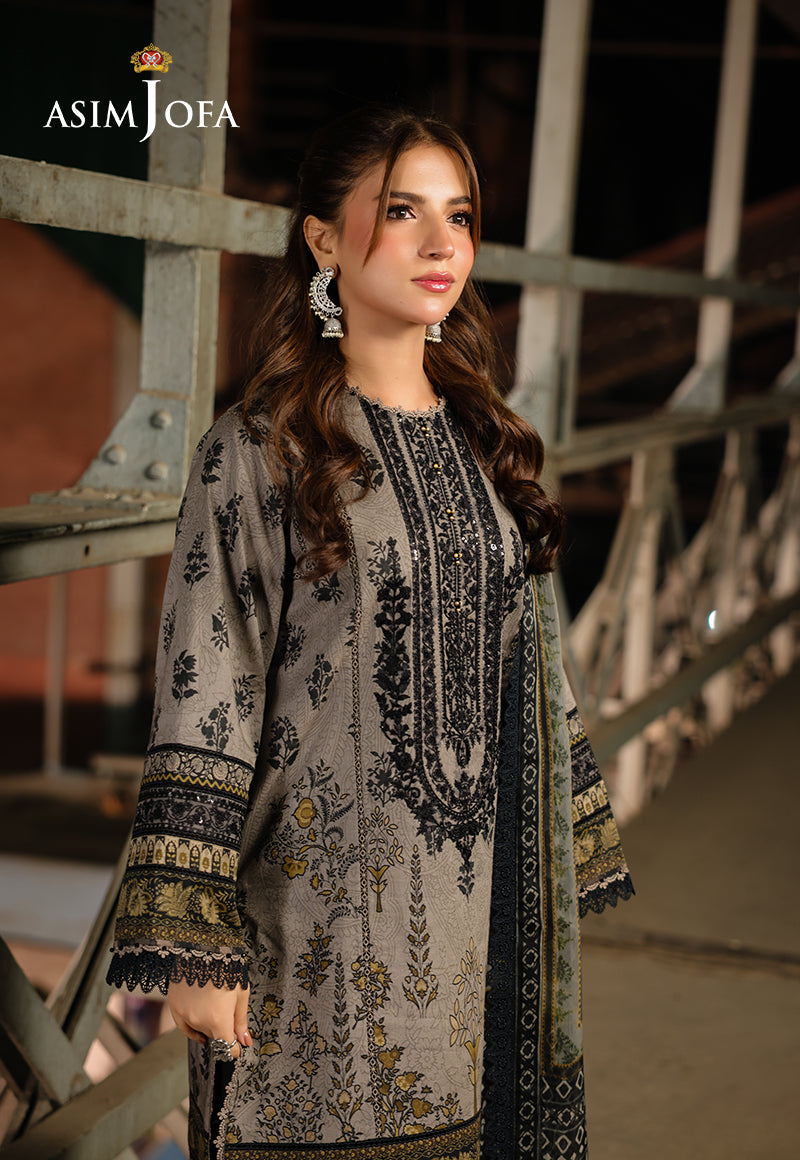 AJUBFD-51 PRINTED EMBROIDERED LAWN STITCHED 3 PCS