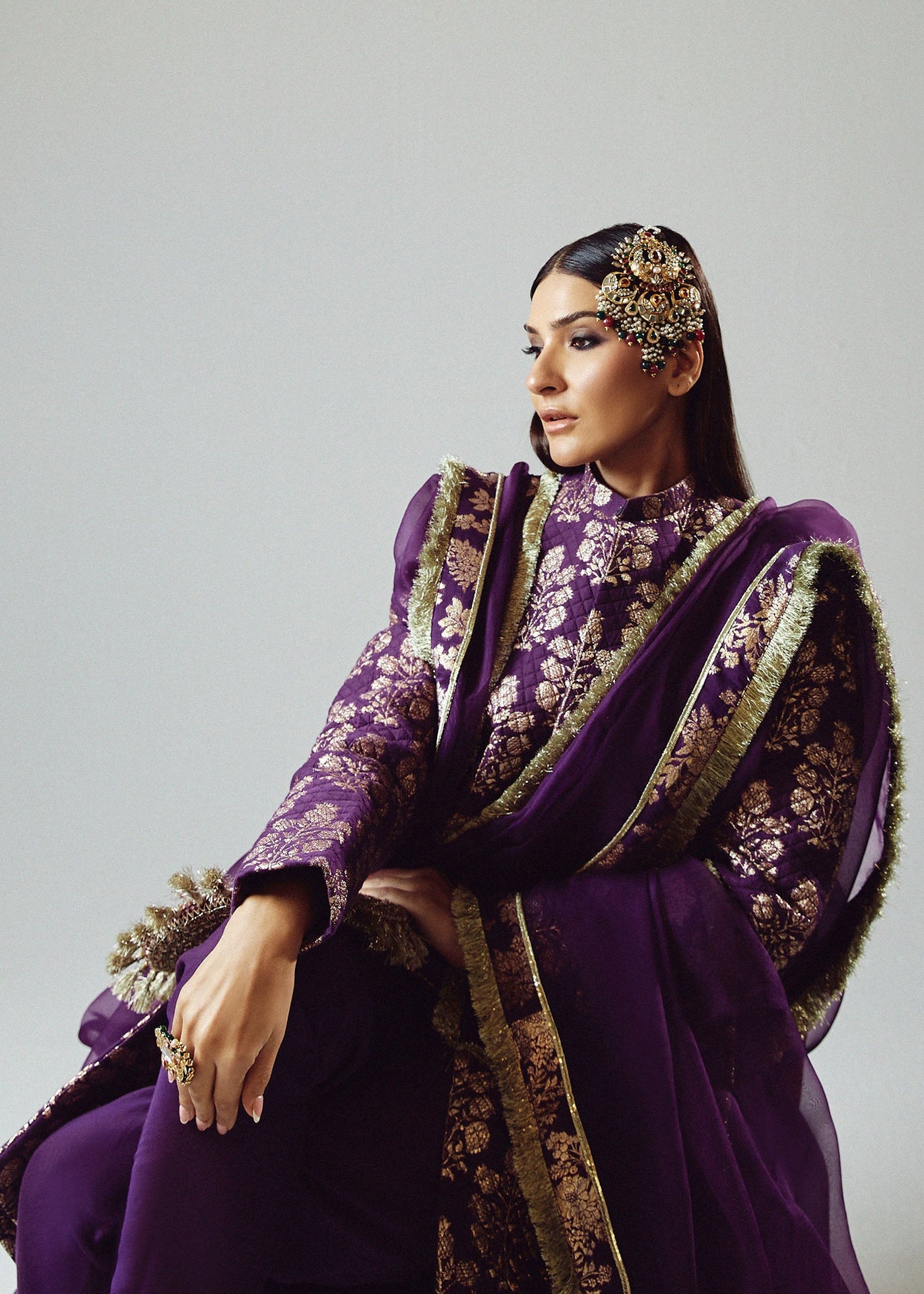 Hand Printed Chiffon Dupatta (as shown)