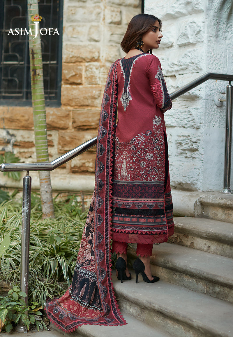 AJS-12 DESIGNERS STITCHED PRINTED LAWN 3 PCS