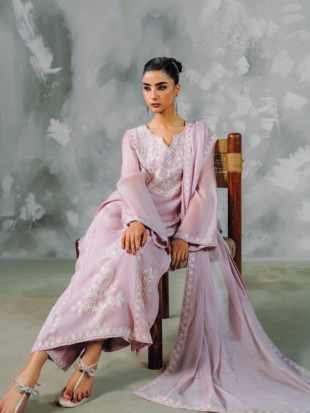 Khaddi Tulle - 4Pcs Tusser Net Ensemble