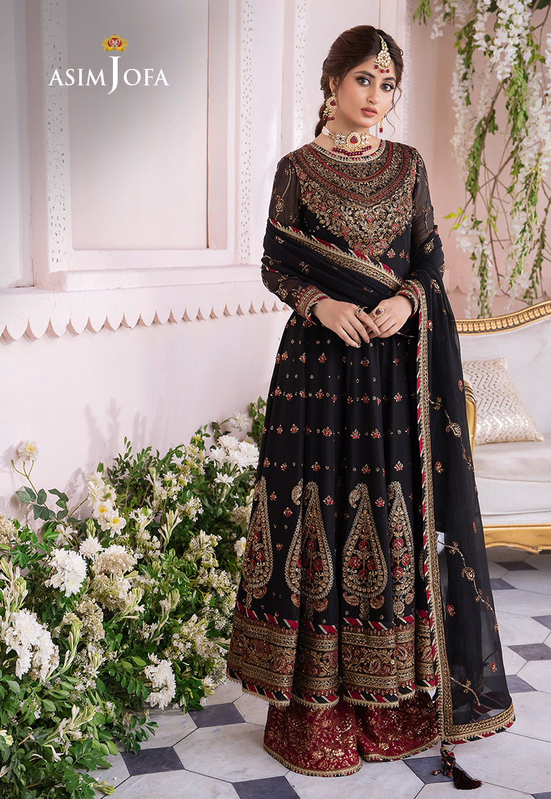 AJSMD-13 EMBROIDERED COTTON NET ORGANZA STITCHED 1 PC