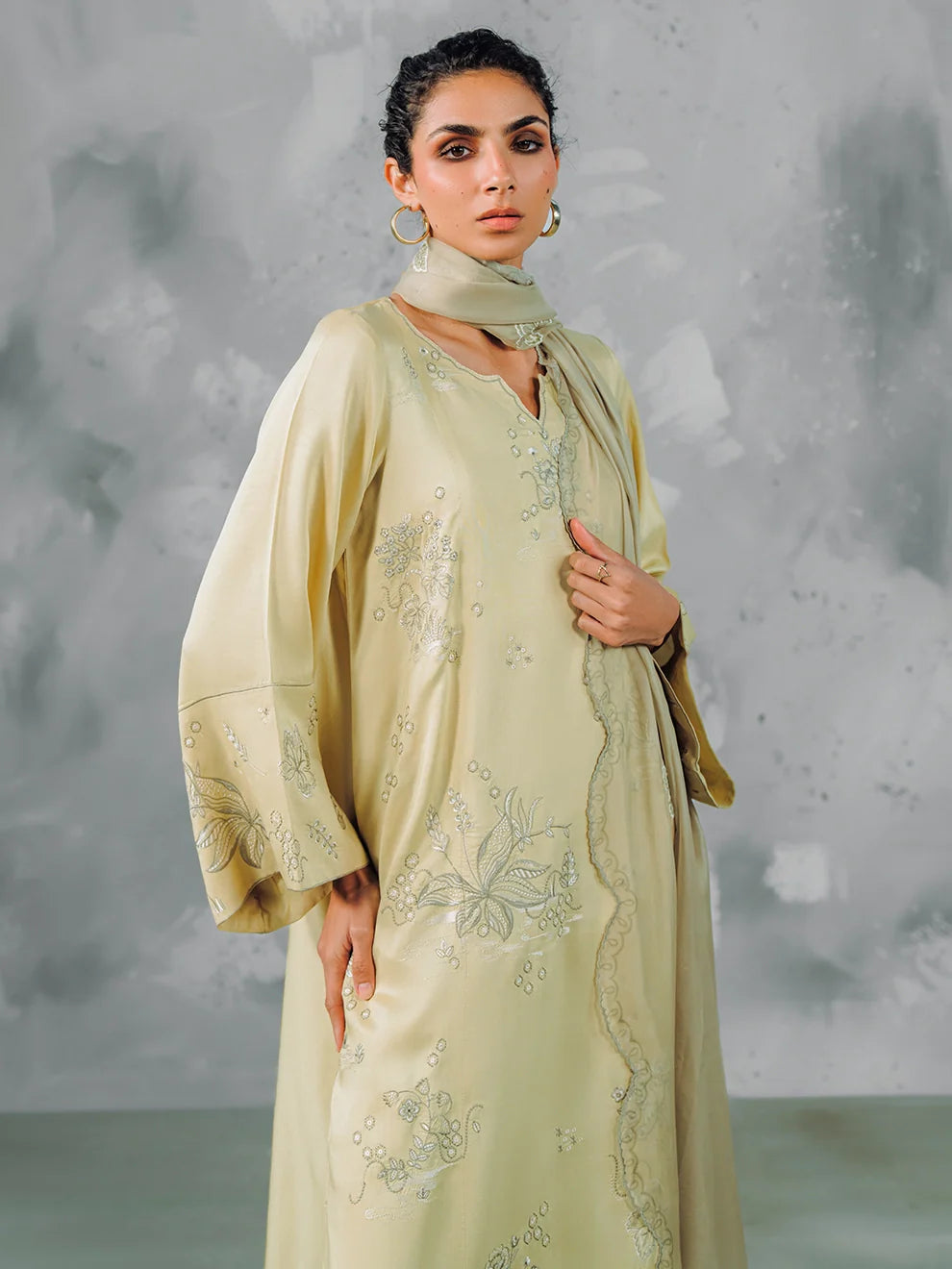 Biscotti Bliss - 3Pcs Khaddi Silk Ensemble