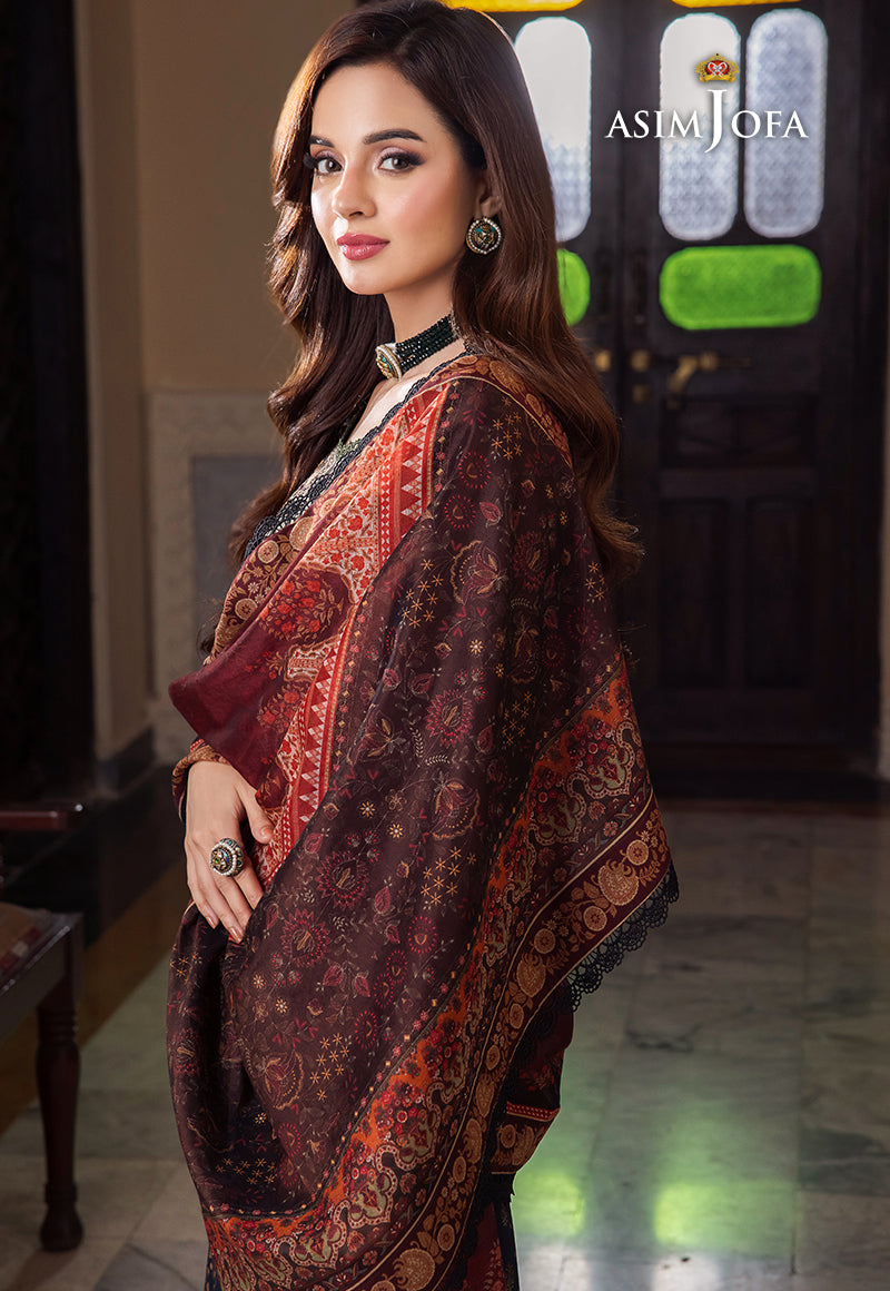 Ajrw-25 Designers Stitched Embroidered Premium Winter Cotton 3 Pcs