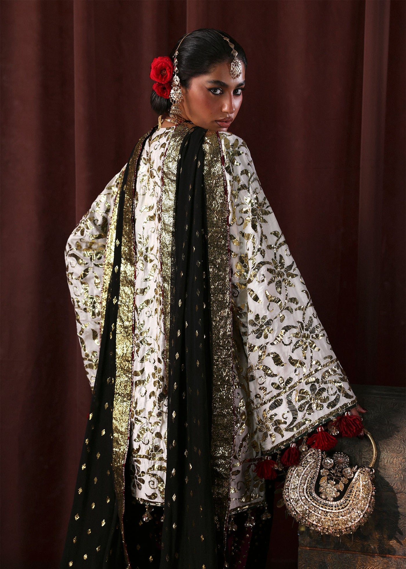Plain Chiffon Dupatta with Trimmings