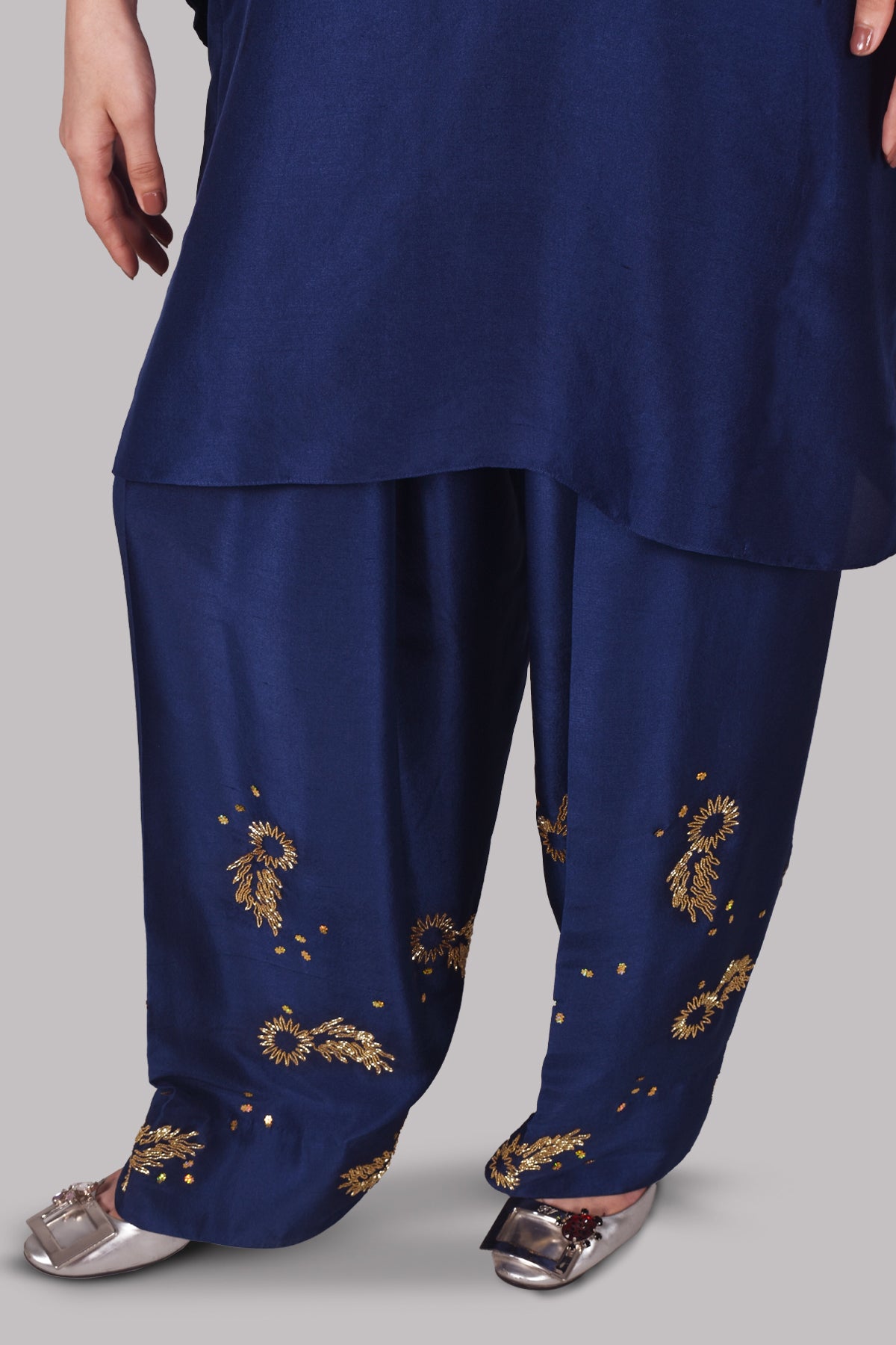 Black Iris Embellished Raw Silk Set