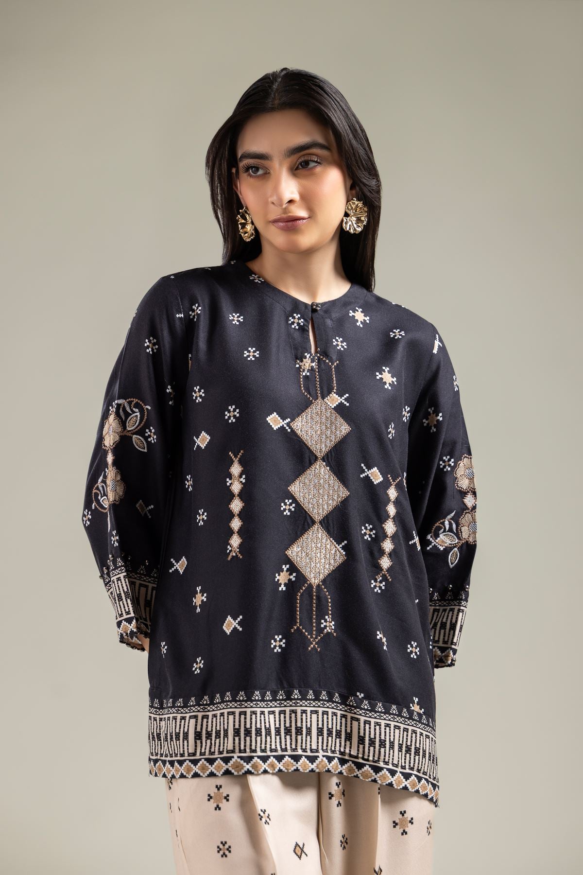 Black Viscose Tunic