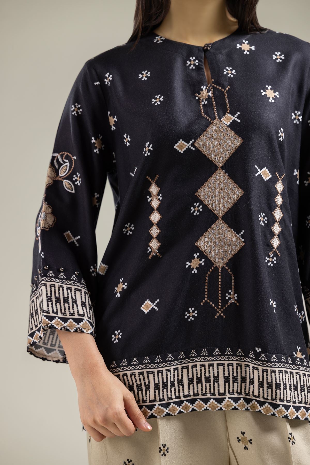 Black Viscose Tunic