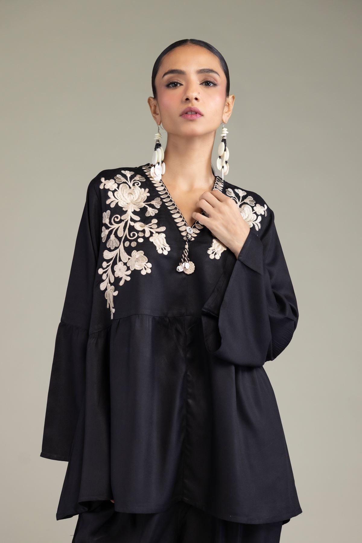 Black V-Neck Blouse