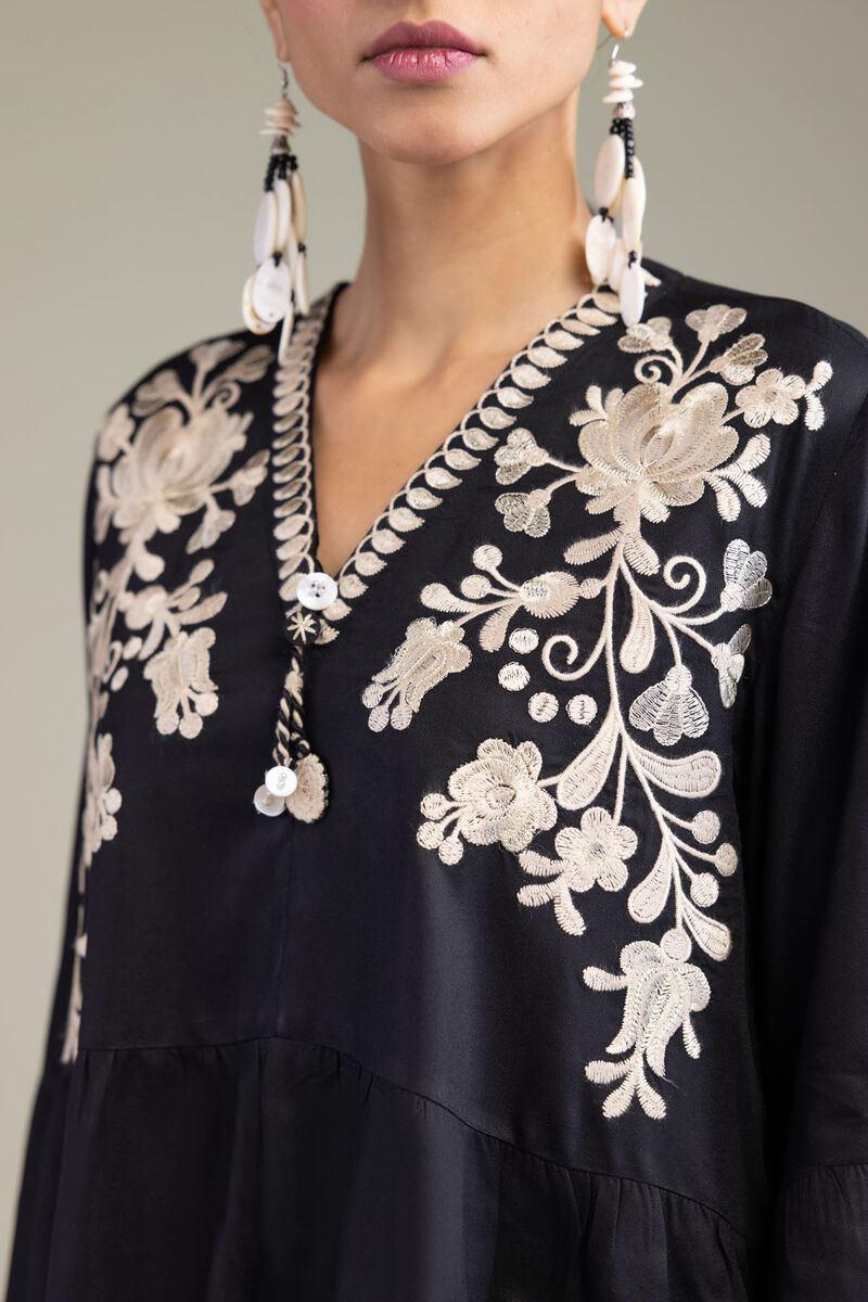 Black V-Neck Blouse
