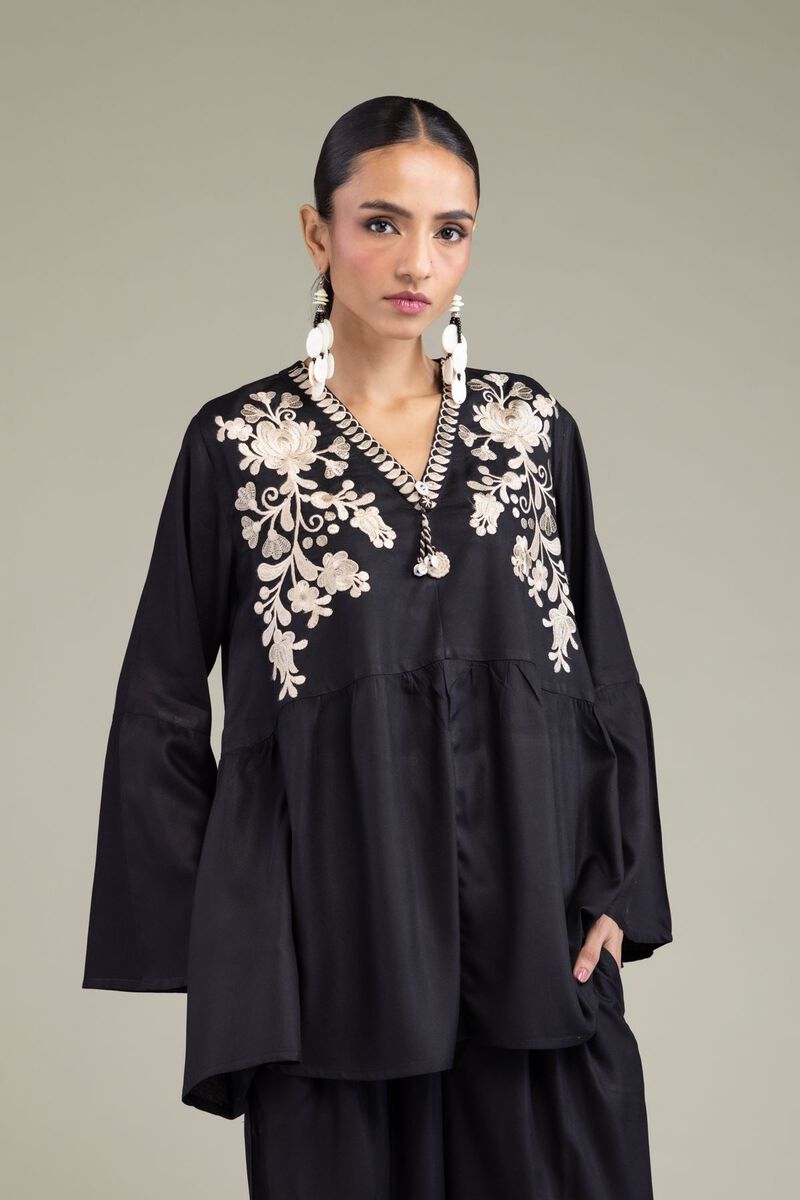 Black V-Neck Blouse