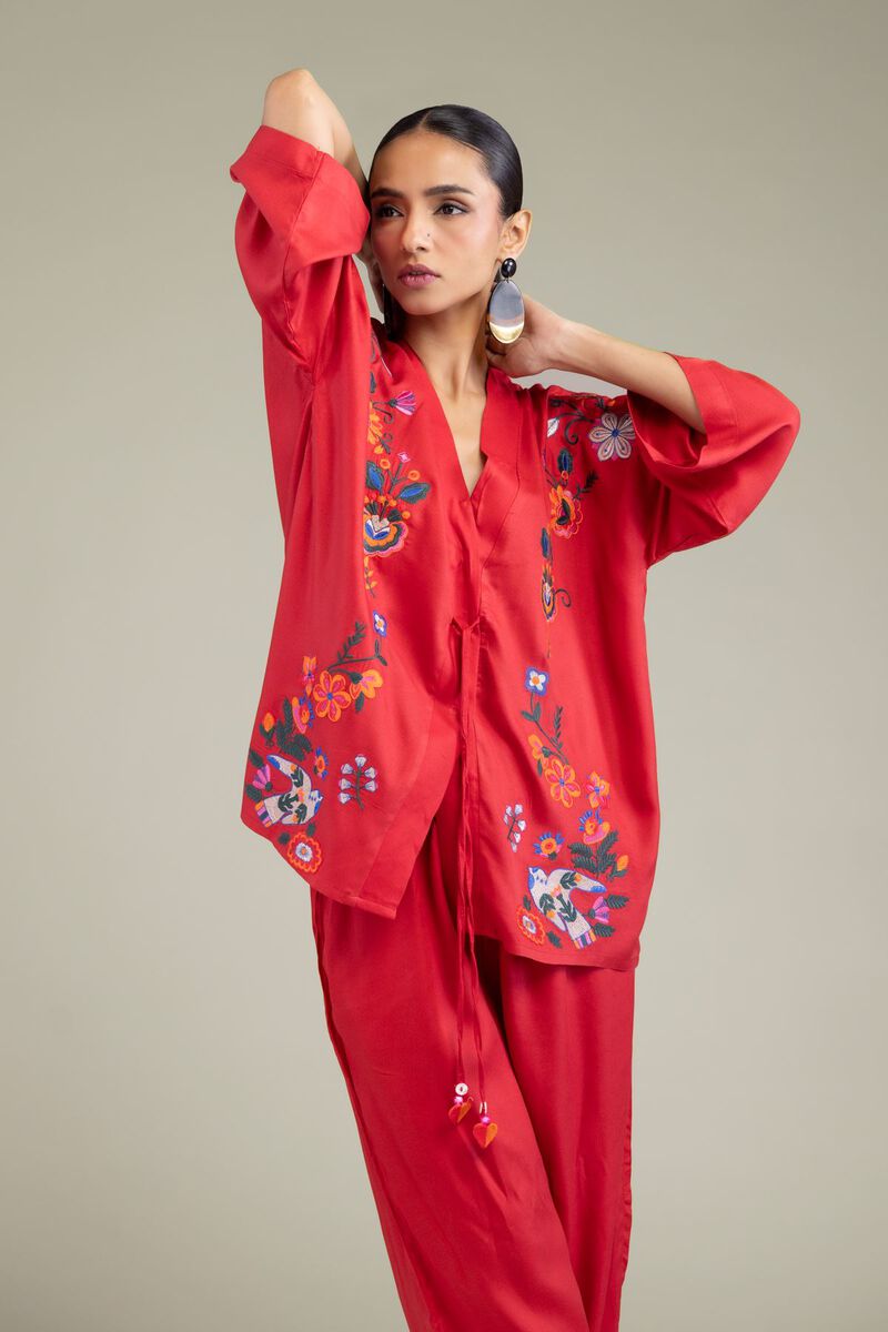Red Viscose Trousers