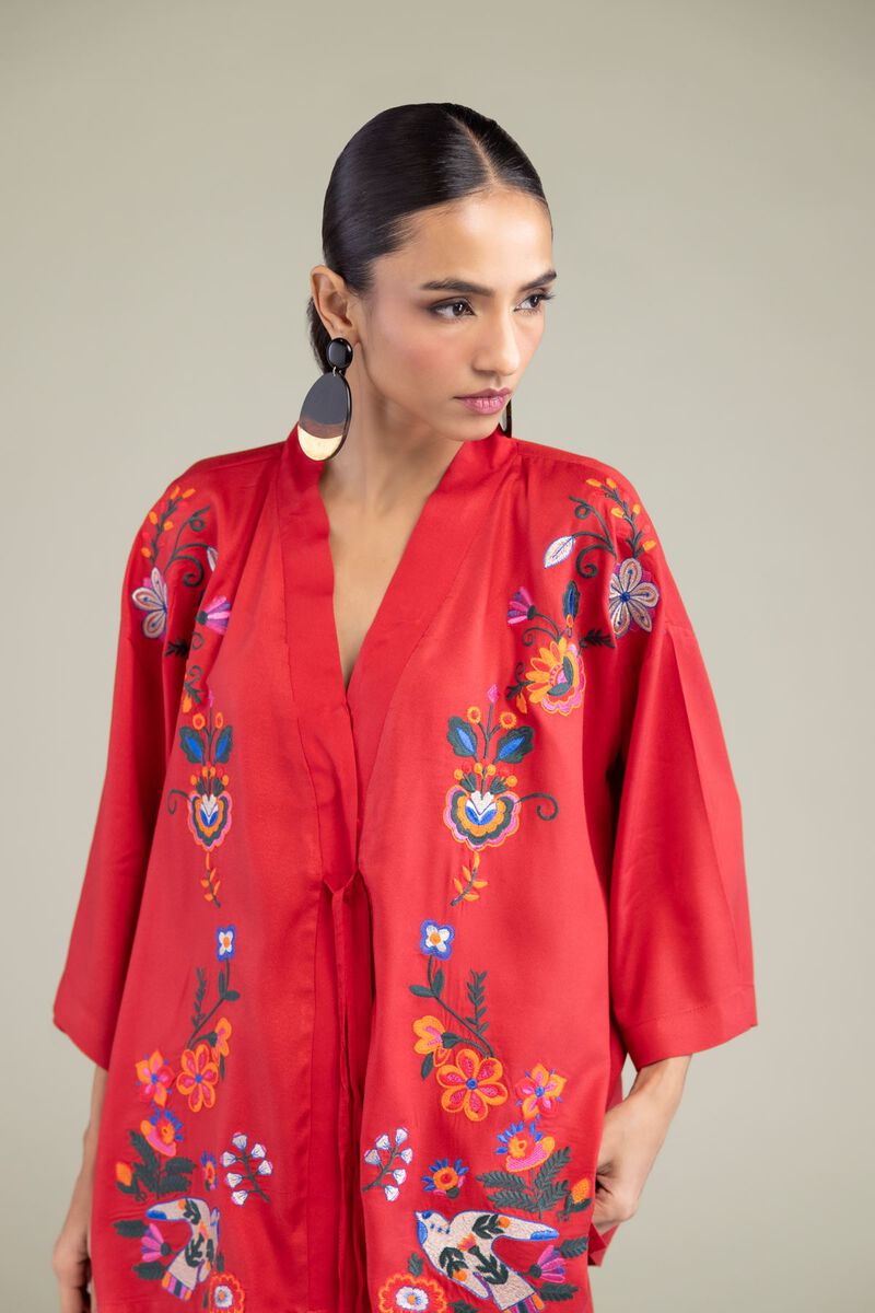 Red V-Neck Blouse