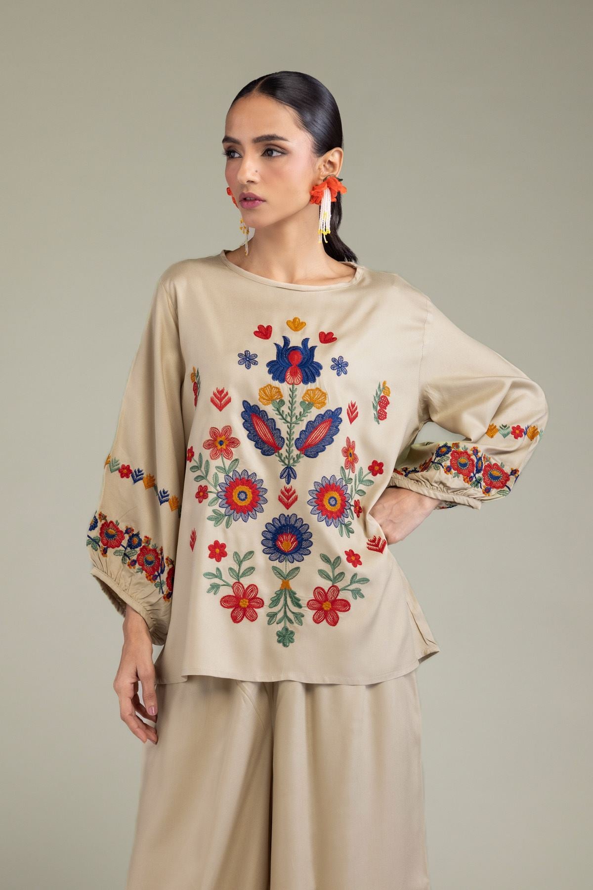 Floral Beige Blouse