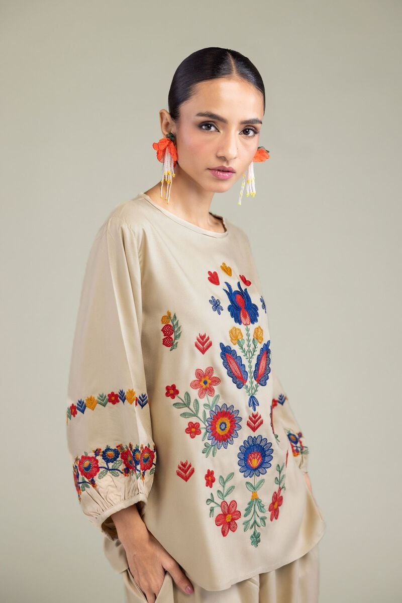 Floral Beige Blouse