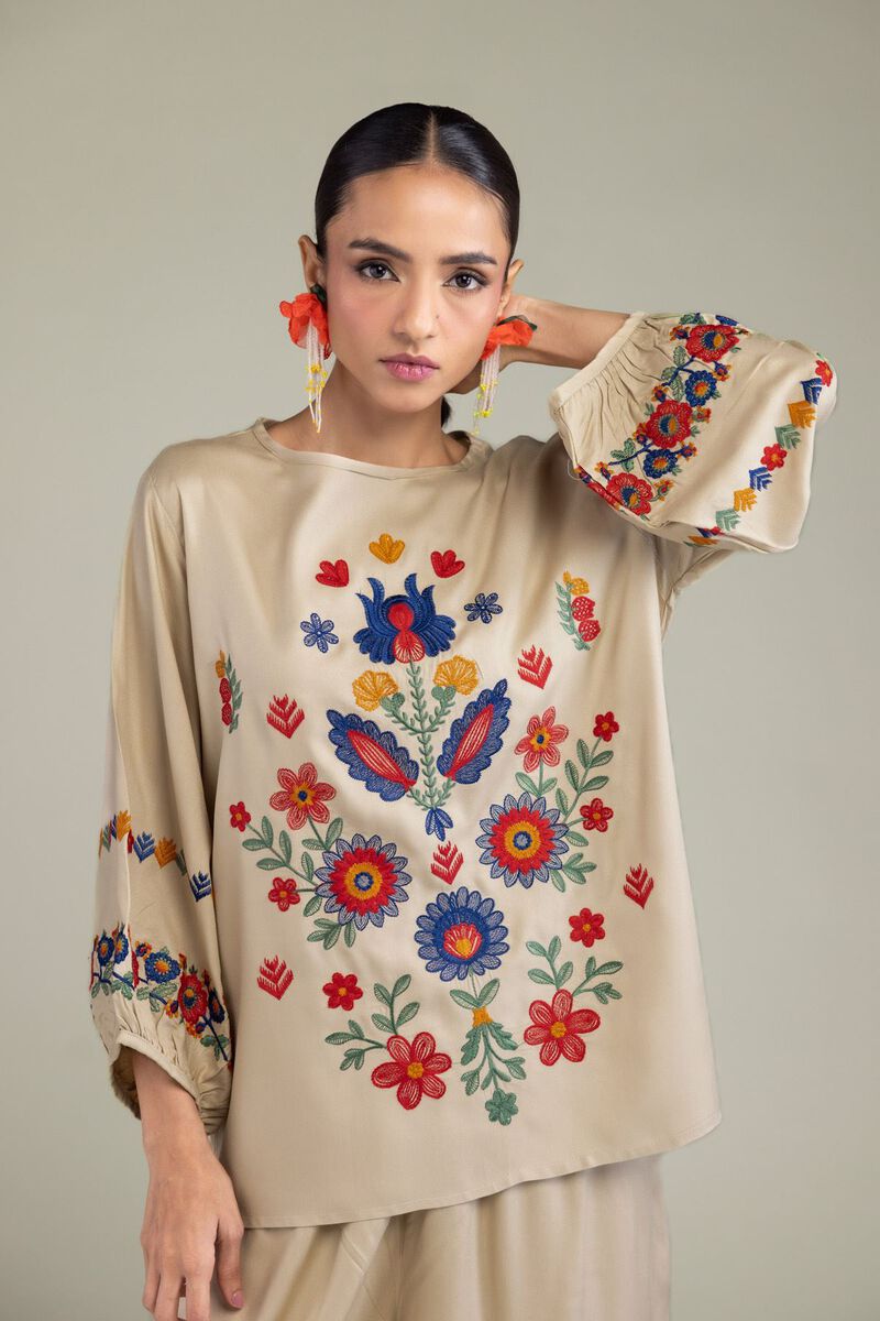 Floral Beige Blouse