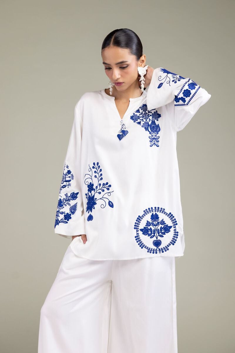 Floral White Tunic