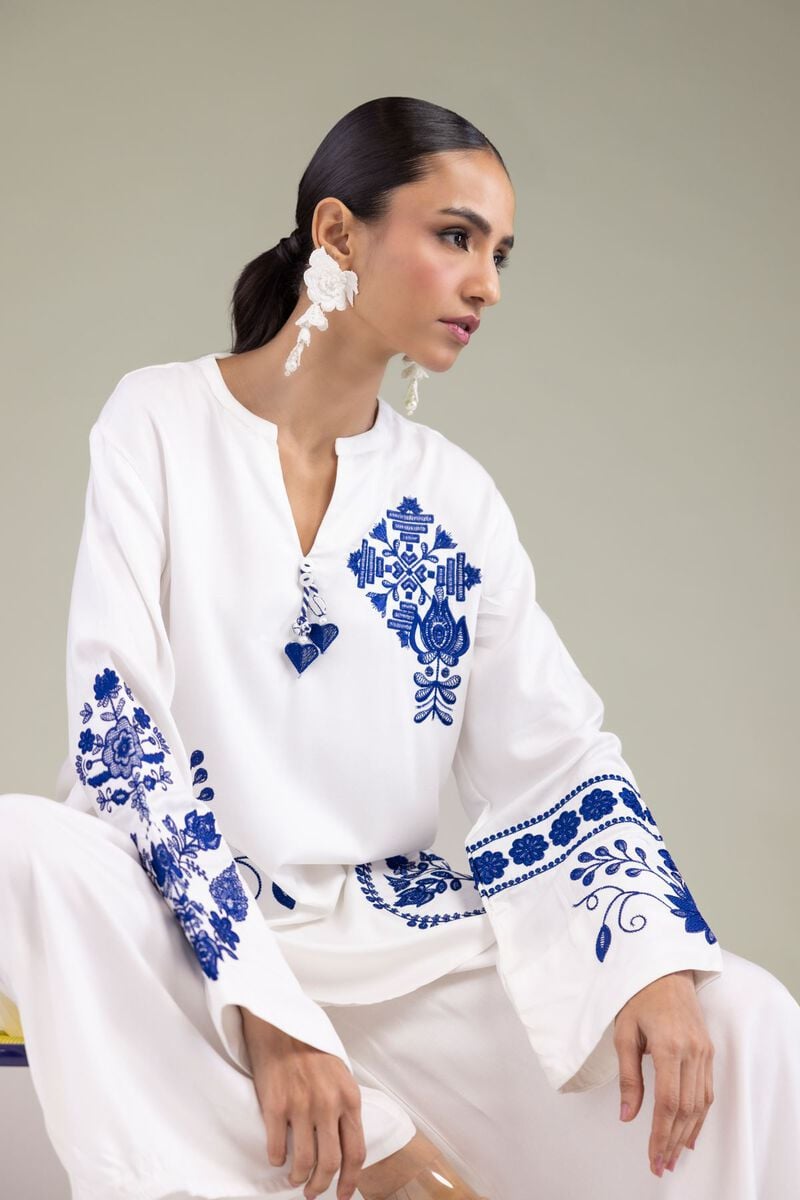 Floral White Tunic