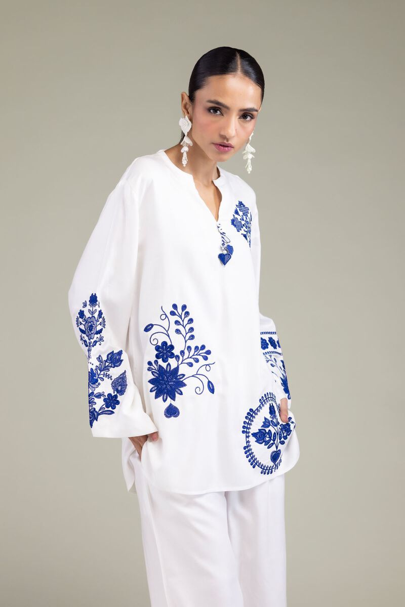 Floral White Tunic