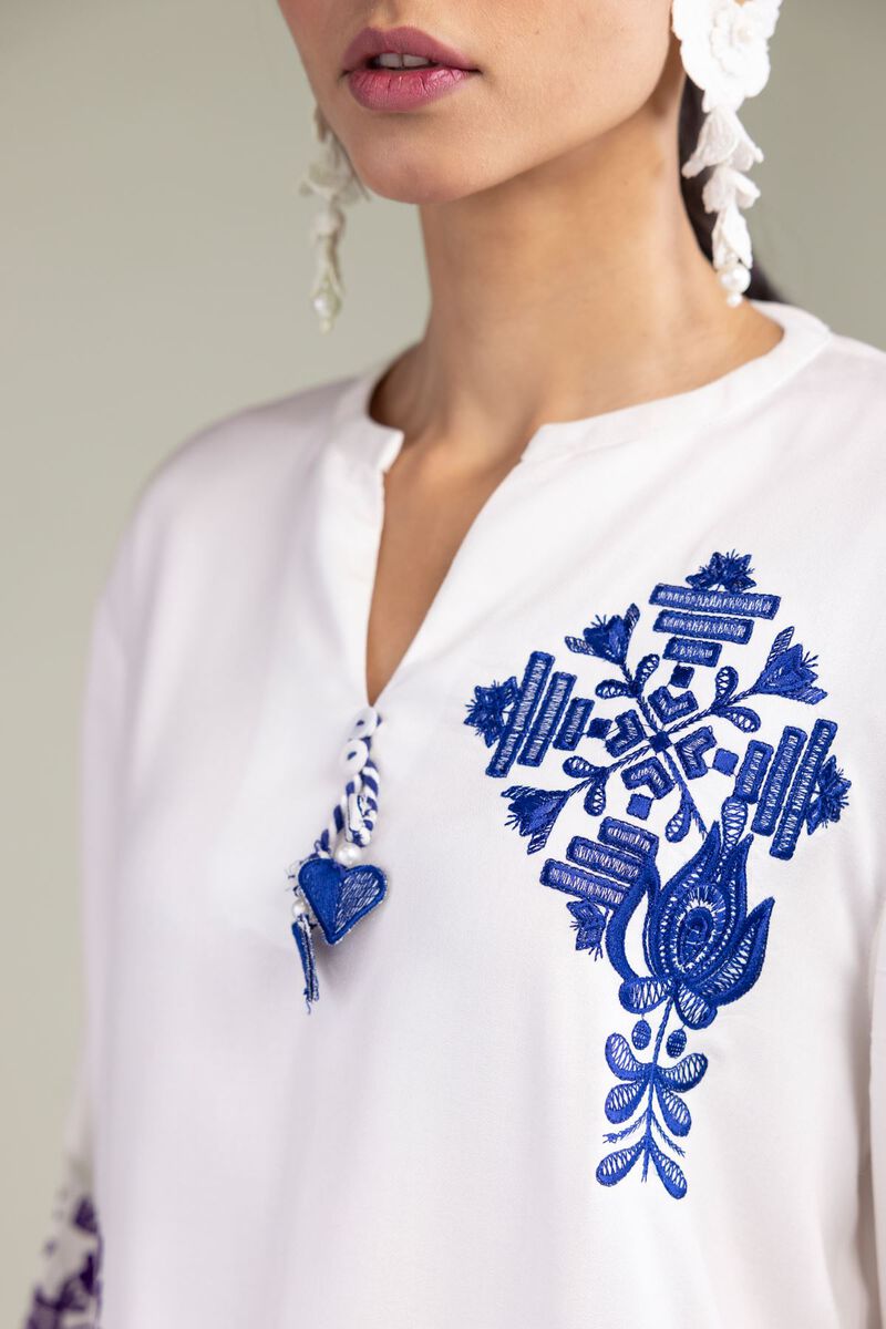 Floral White Tunic