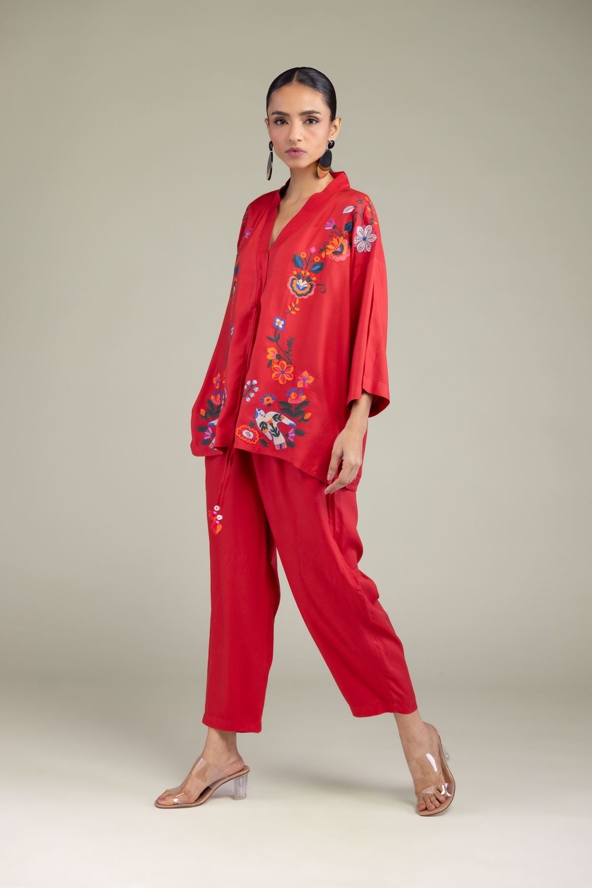 Red Viscose Trousers