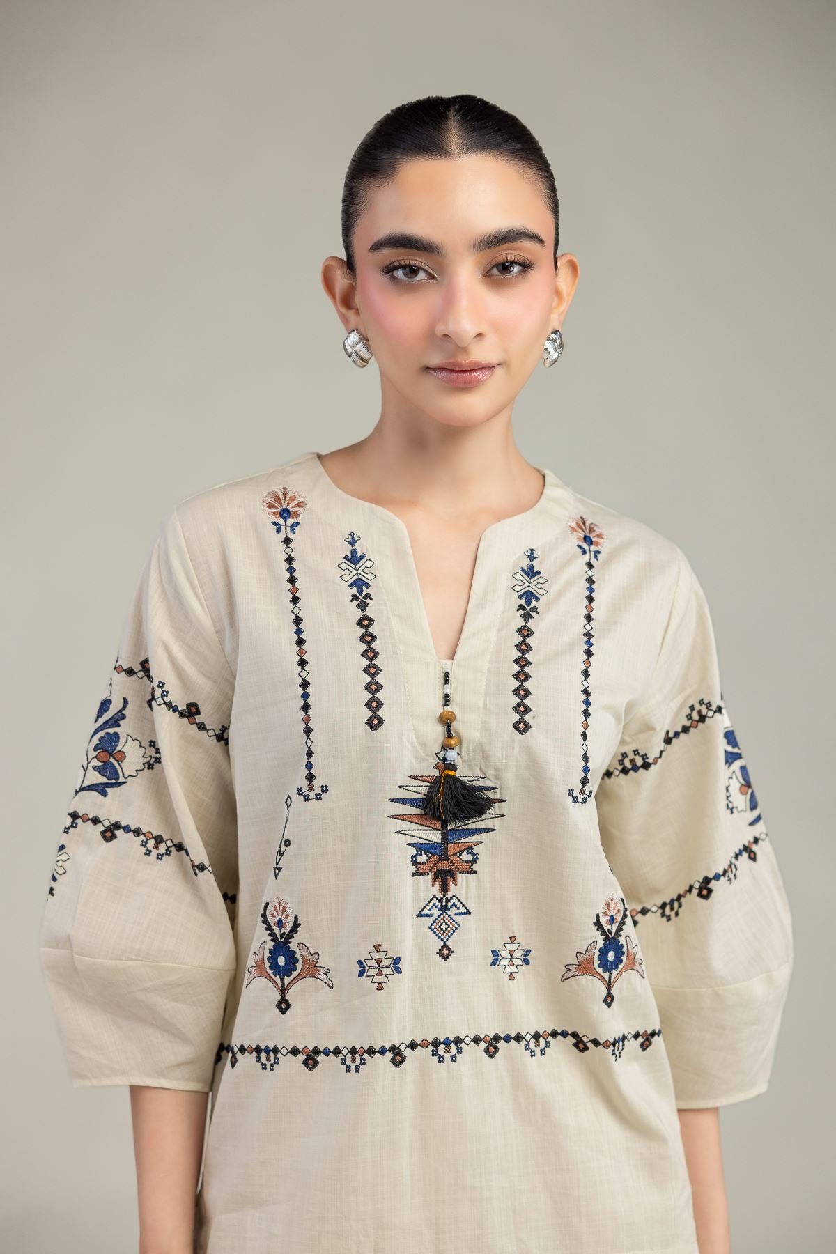Cotton V-Neck Blouse