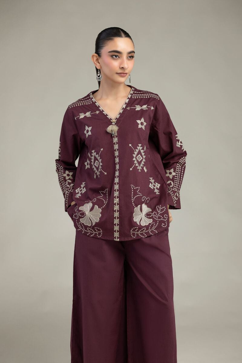 V-Neck Geometric Blouse
