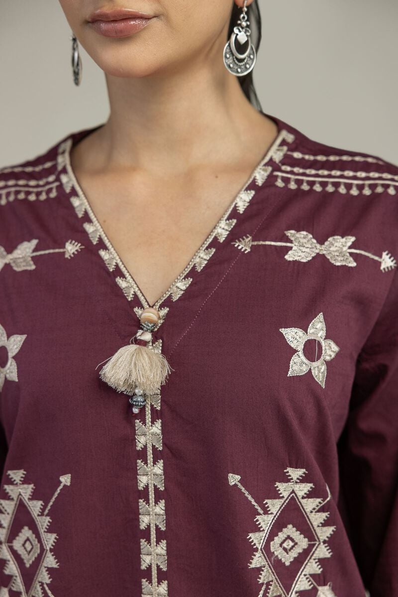 V-Neck Geometric Blouse