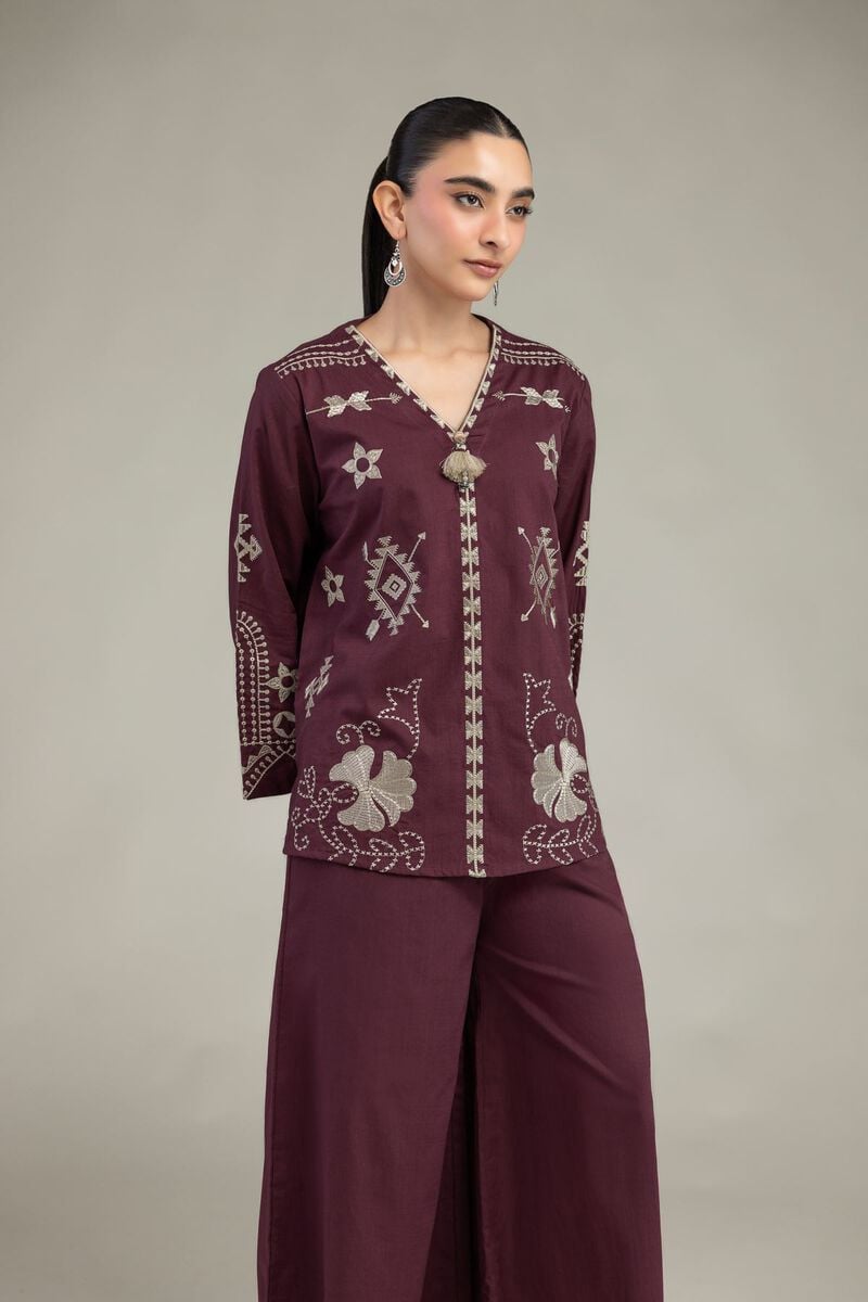 V-Neck Geometric Blouse