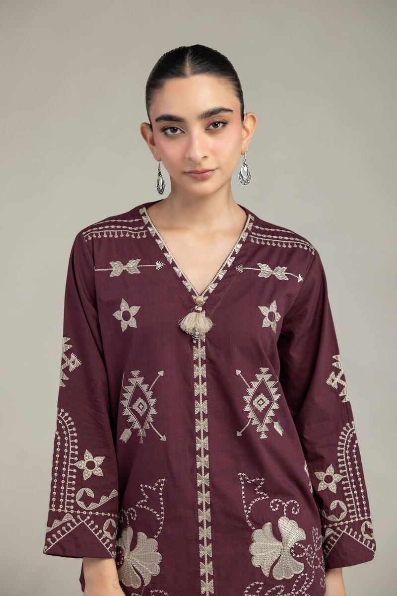 V-Neck Geometric Blouse