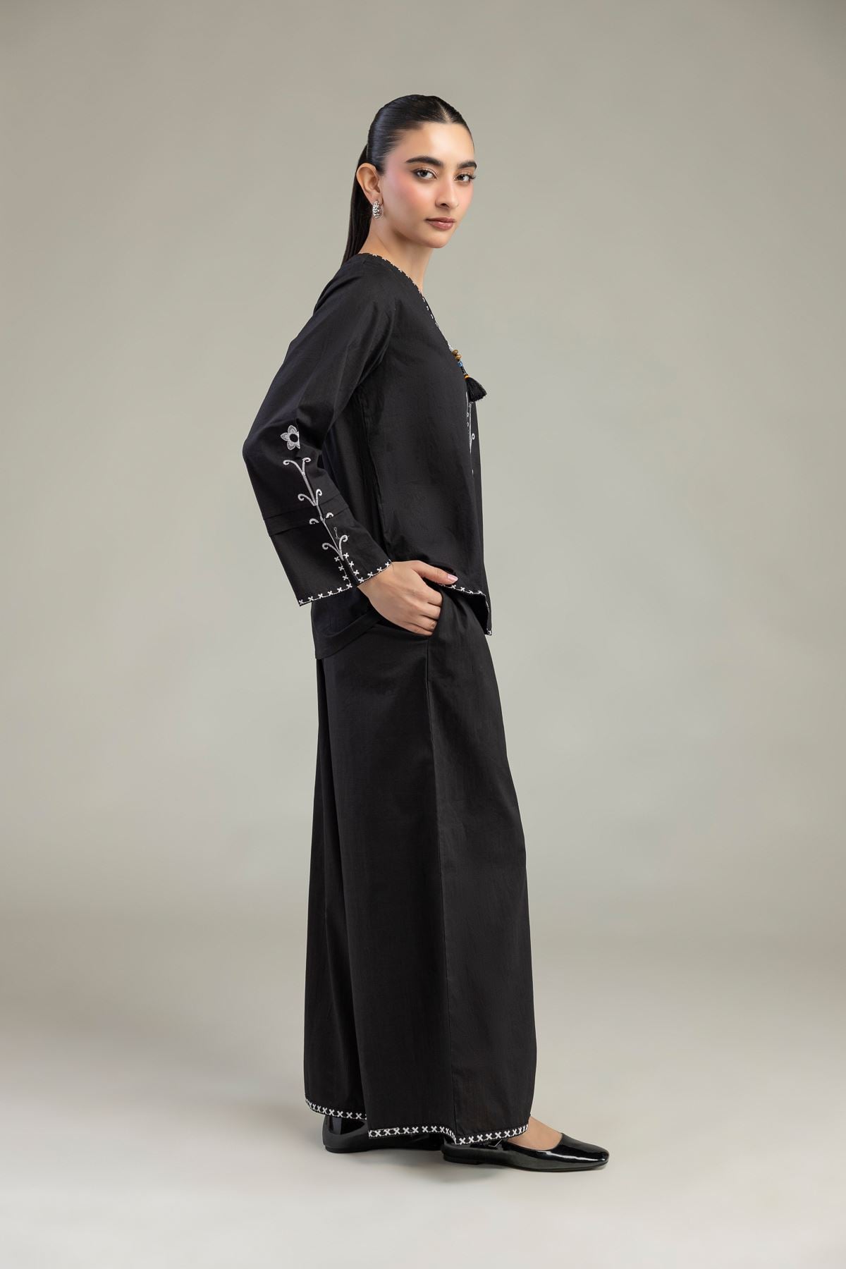 Black Cotton Trousers