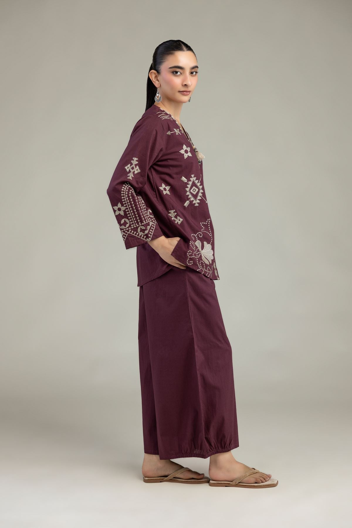 Textured Cotton Trousers